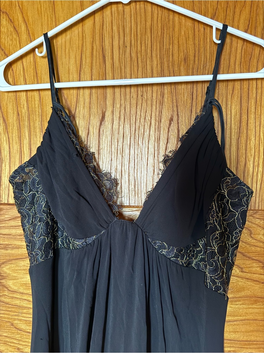 Vintage BEBE Black Slip Dress with Lace Insets - Picture 2 of 6